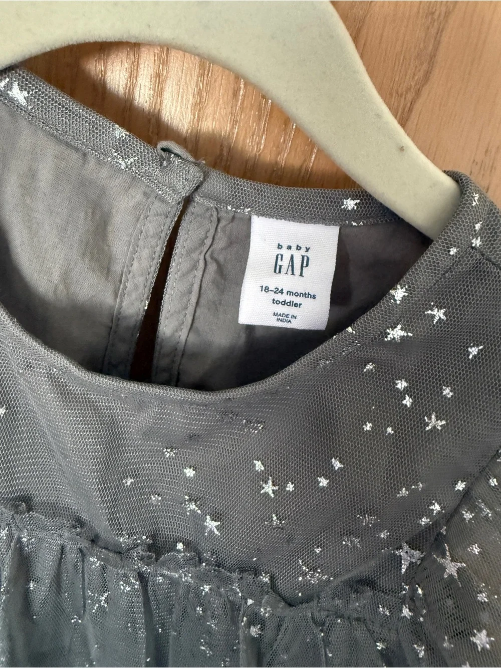 Gap Girls Star-Print Mesh Party Dress in Gray